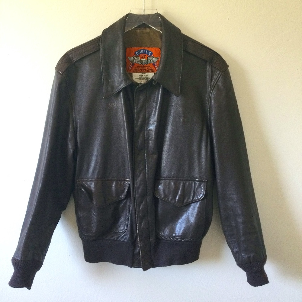 Vintage Cooper Type A-2 Brown Leather Bomber Jacket